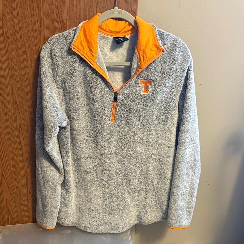 Colosseum Gray and Orange Zip-Up Sweater